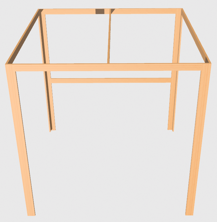 Structure autoportante en bois pour baldaquins forme cabine 2,20x2,20x2,20m.